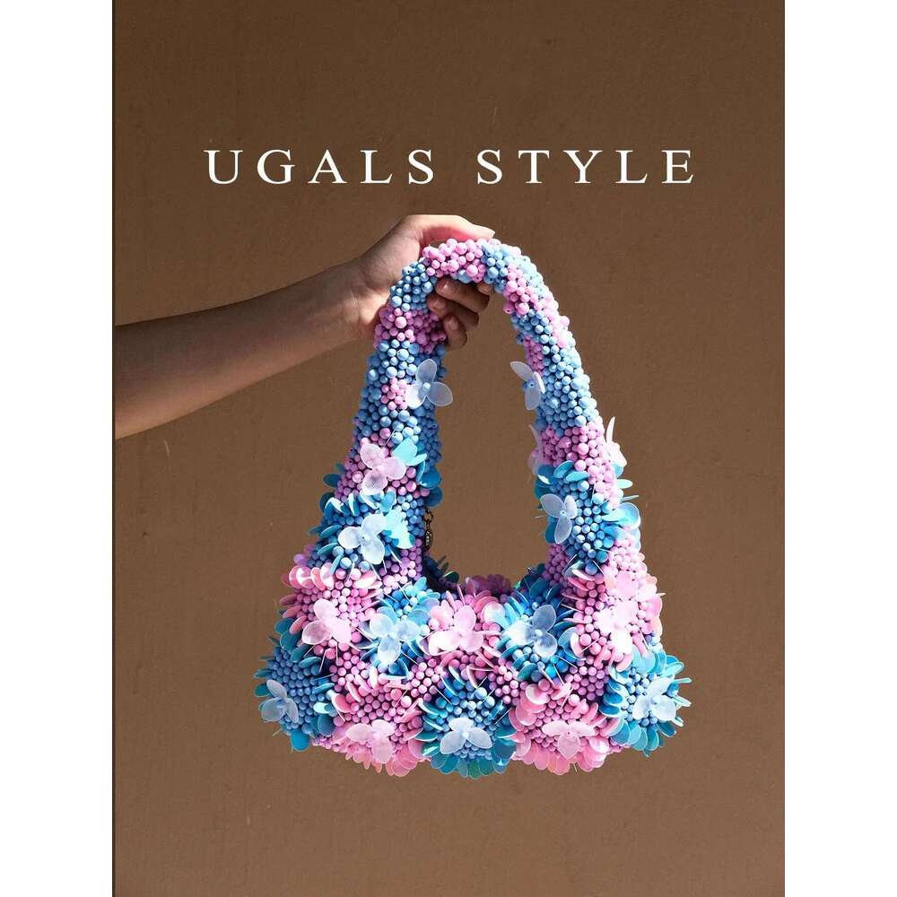 Handmade Bead Flower Evening Bags Crystal Top Handle Bag For Women Purses And Handbag