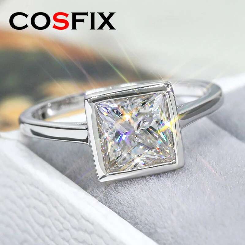 COSFIX D Color Women Moissanite Ring 2ct Moissanite Rings for Women Luxury Pear Princess Cut Womens Moissanite Rings 2023