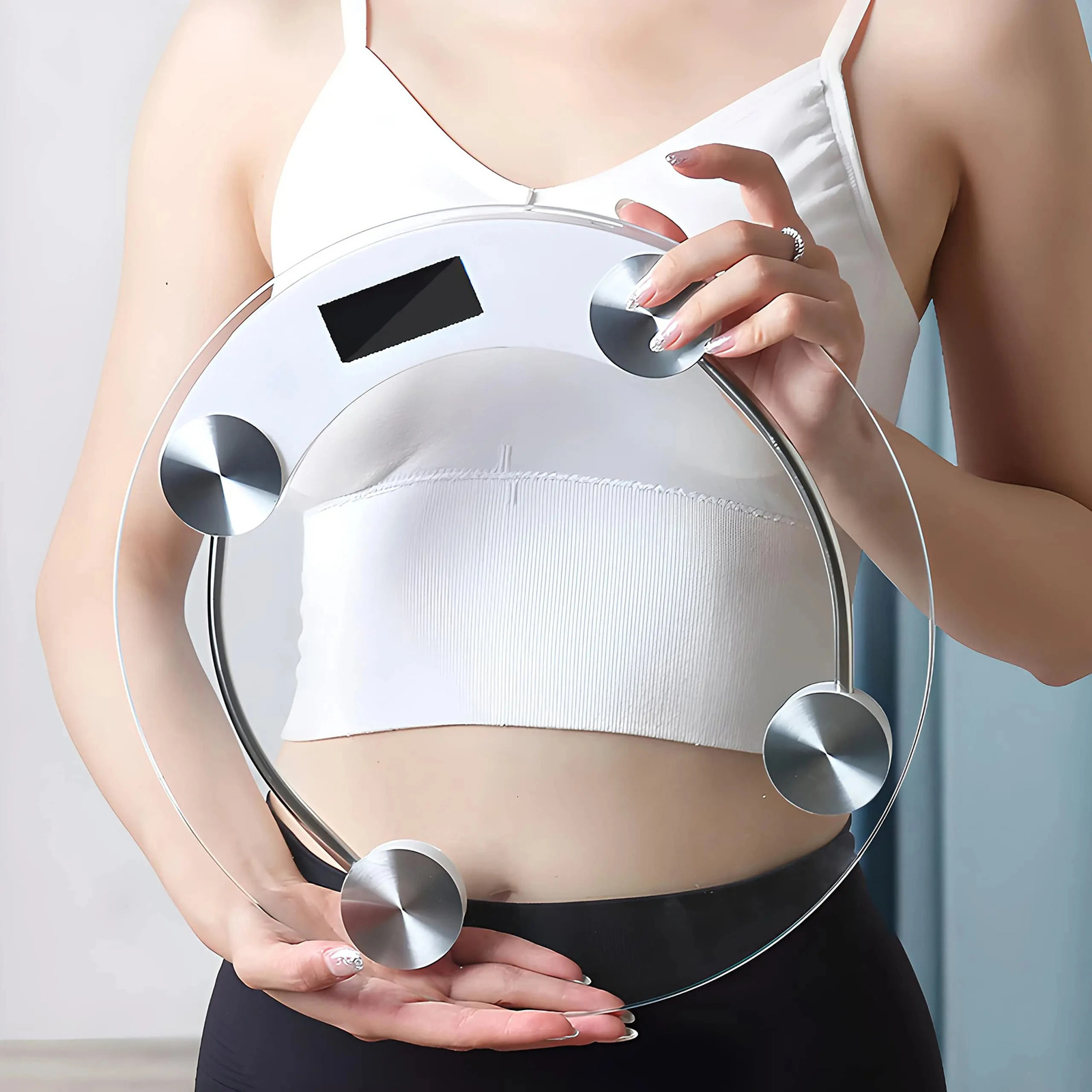 Fashion Round Weight Scale Electronic LCD Display Toughened Glass Bathroom Gym Smart Body Weighing Digital Scale 250513