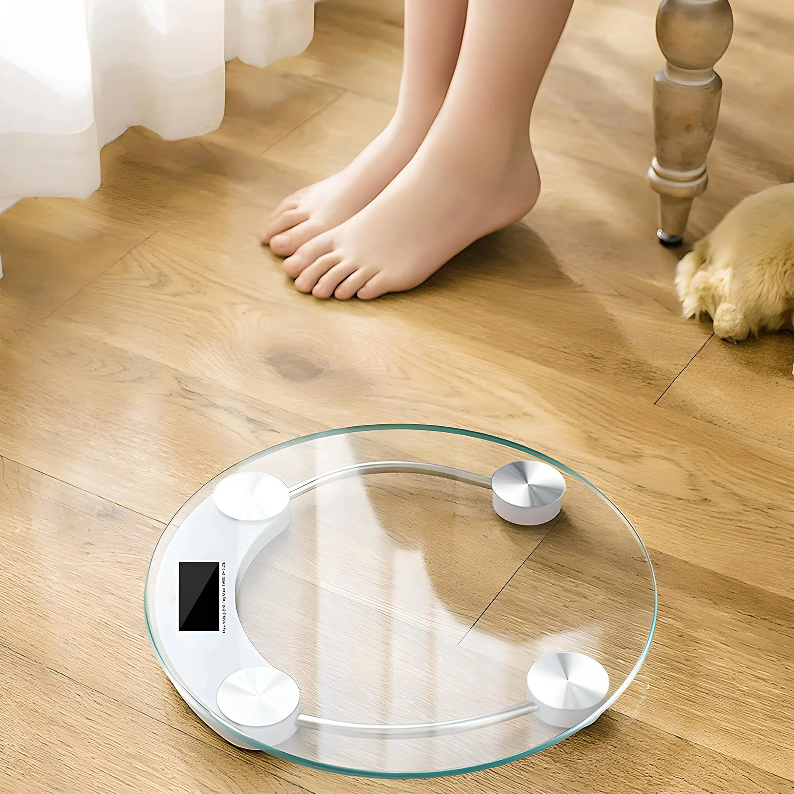 Fashion Round Weight Scale Electronic LCD Display Toughened Glass Bathroom Gym Smart Body Weighing Digital Scale 250513