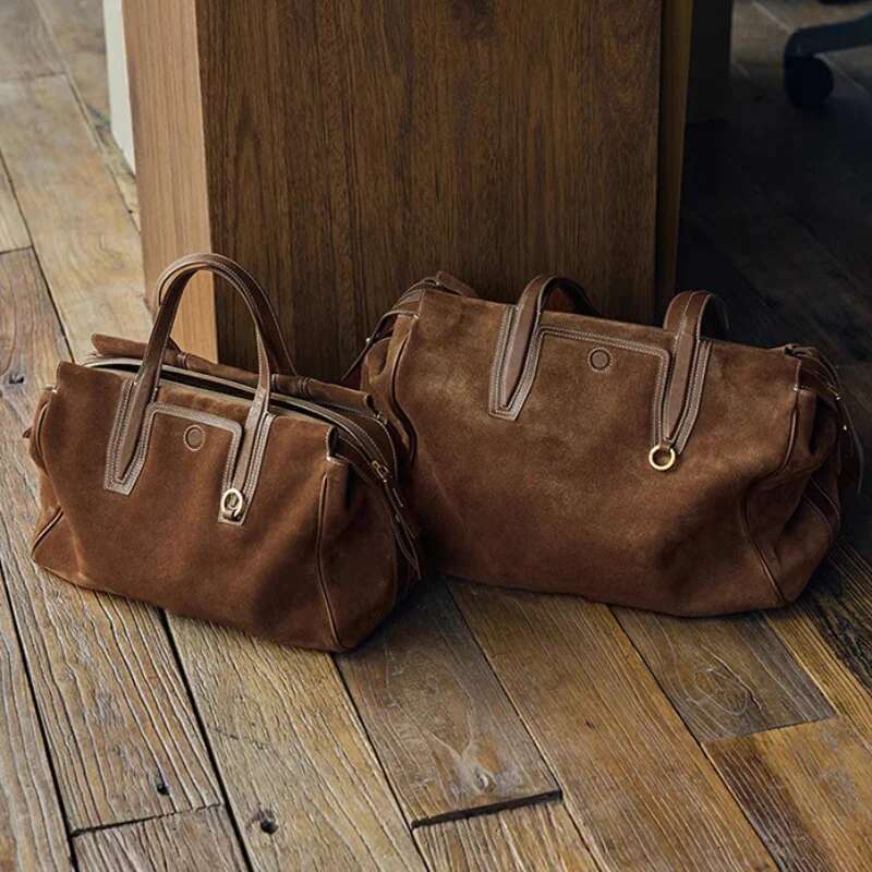 Brand Shoulder Travel Suede Tote Large Capacity Hand-Held Boston Commuter Bag For Women