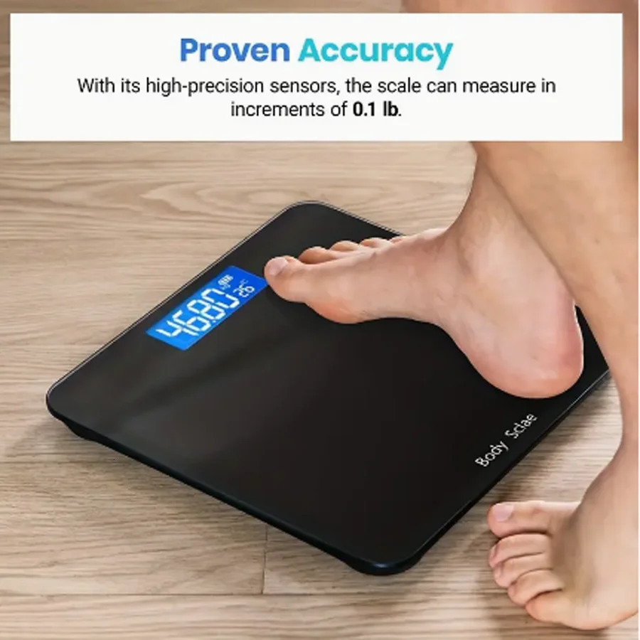 1pc Ultra Slim Digital Bathroom Scale - Accurate Body Weight Scale For Gym Yoga Studio And Home-Large Backlit Display 250513