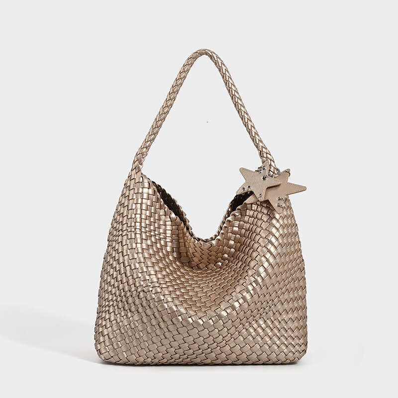 Women's Bags Designer High End, Niche Design, Handmade Woven Large Capacity Tote Bag, Casual And Lazy Style, One Shoulder, Underarm Bucket Bag
