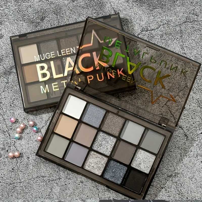 Smoky Black Eyeshadow Palettes 15 Color Dark shimmer matte metallic makeup palette light gray dark silverXJ250520