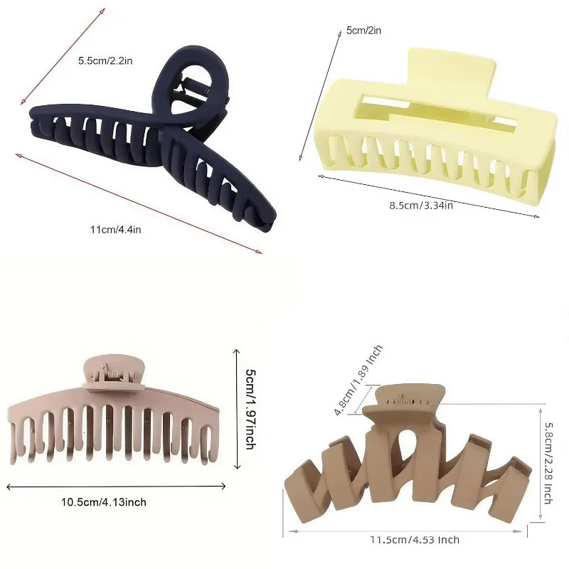 4-Piece Set of Womens Hair Claw Clips - Rectangular Stylish and Colorful Styling Hair Claw Clips - For Thick Hair 250517