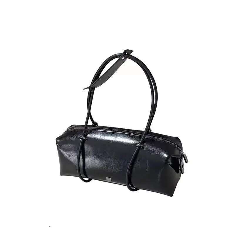 Miyagawa Retro Women's Large Capacity Boston Pillow Spicy Girl Motorcycle Bag High Quality One Shoulder Travel Handbag