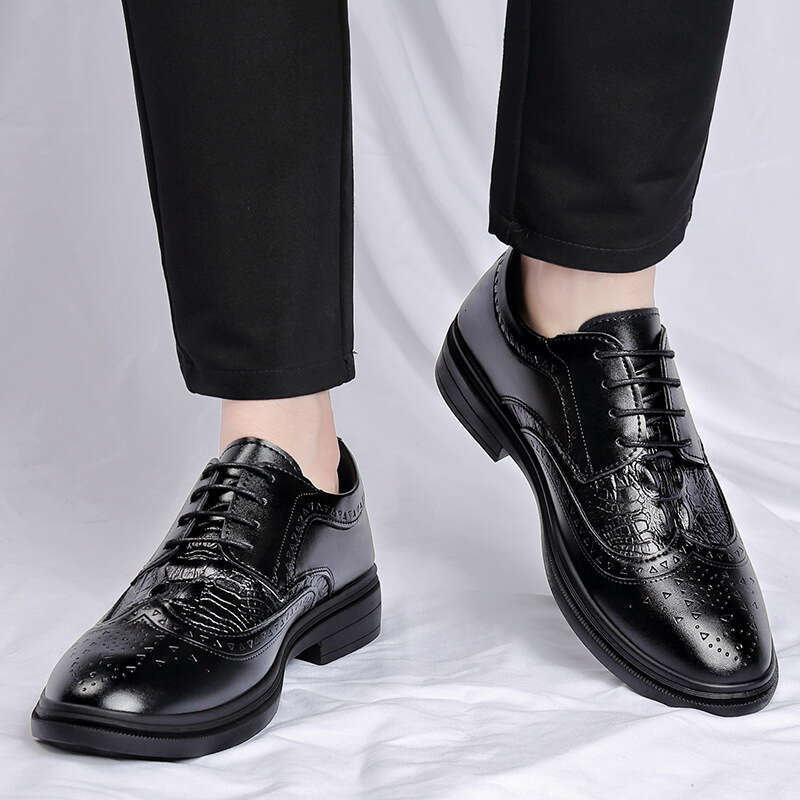 2025 New Spring Business and Leisure British Block Leather Men's Wedding Shoes
