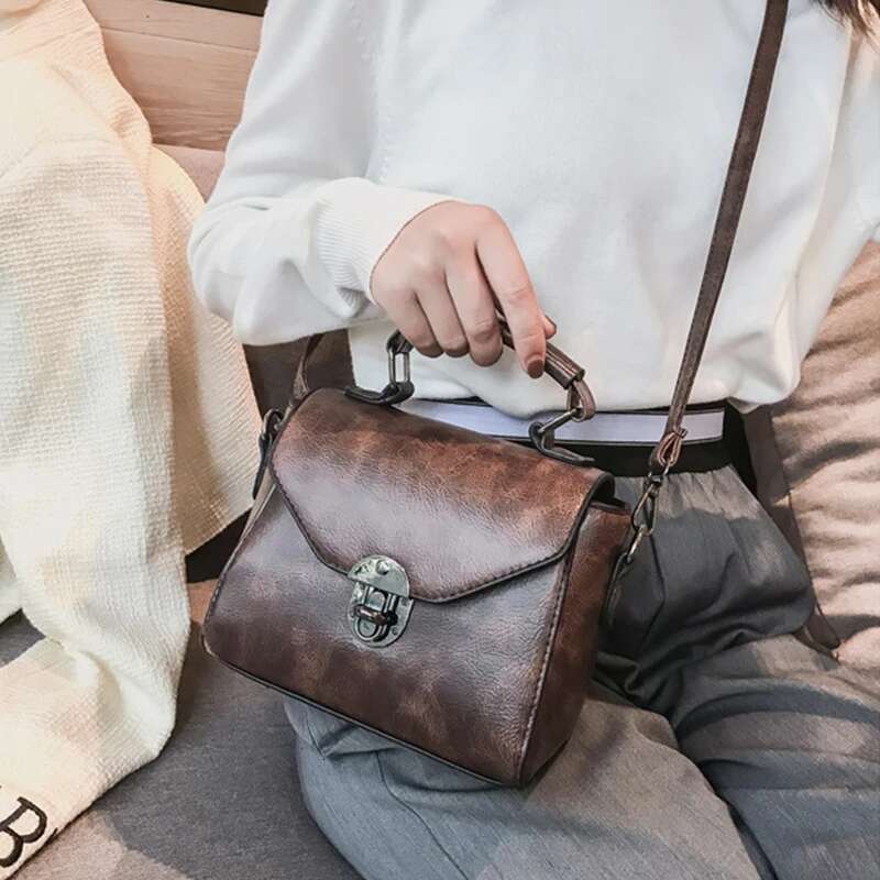 Women Vintage PU Leather Small Top-Handle Shoulder Ladies Casual Flap Crossbody Female Messenger Bags