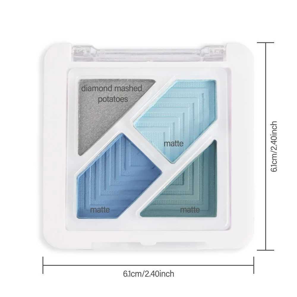 Waterproof Blue Smoky Eyeshadow Palette Four-Color Eyeshadow Palette Including Smudged Matte Metallic Gloss and Pearlescent Texture Easy to Carry W250