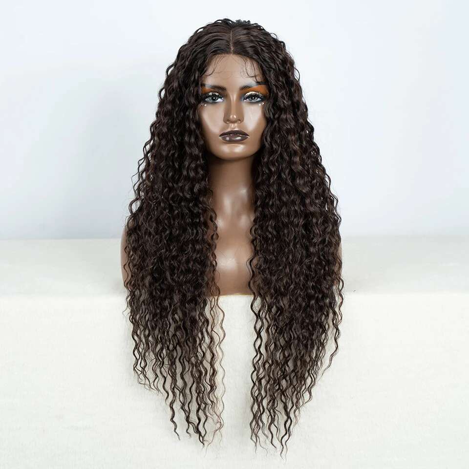 Synthetic 30 Inch Long Curly Hair Wigs For Women Ombre Brown HD Lace Front Cosplay Wig Heat Resistant