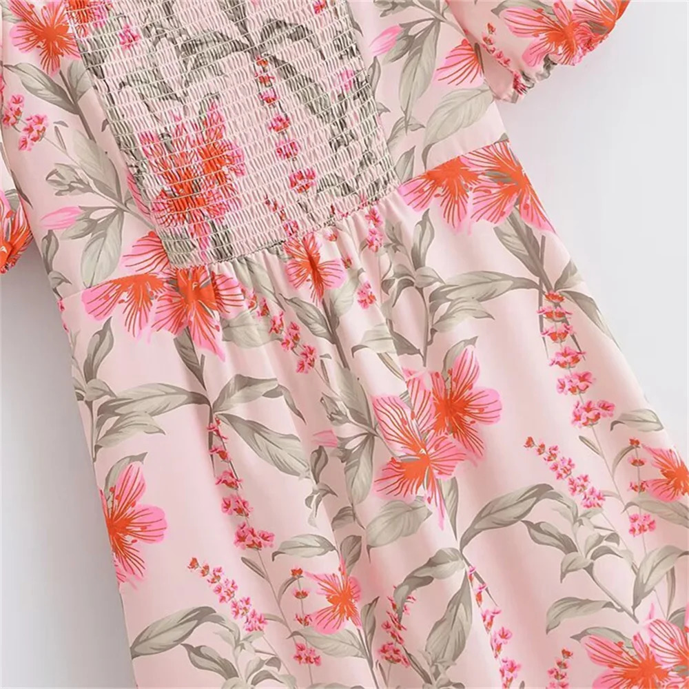 UNIZERA womens printed slit dress with strapless short sleeved decoration for spring and summer casual wear 250520