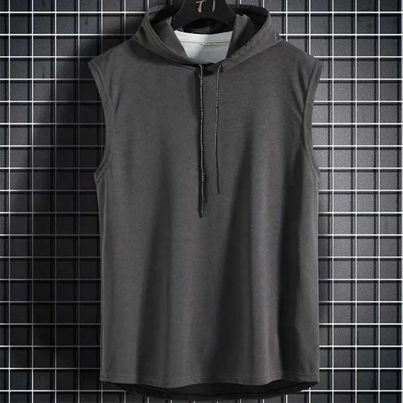 Plus Size Summer Men Clothing Tank Tops Sweatshirt Sleeveless Hoodie Vest Workout Fitness Mens T Shirt Hip Hop 250517