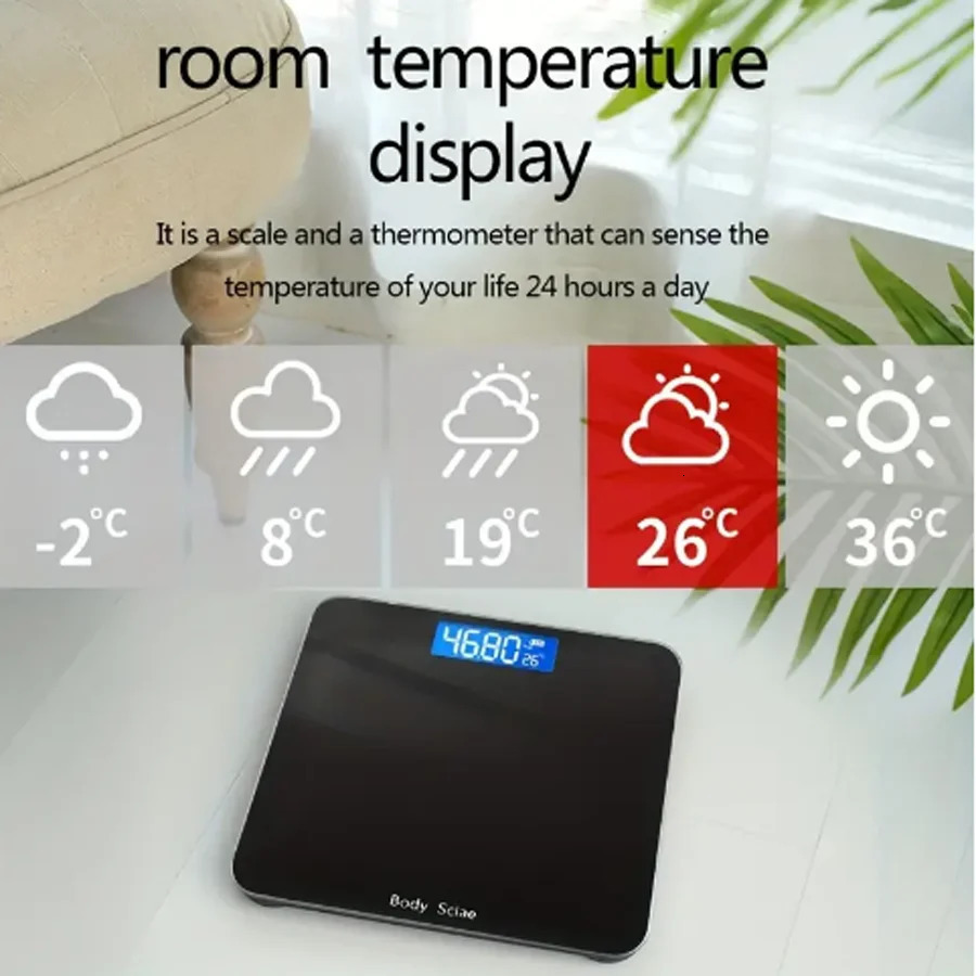1pc Ultra Slim Digital Bathroom Scale - Accurate Body Weight Scale For Gym Yoga Studio And Home-Large Backlit Display 250513