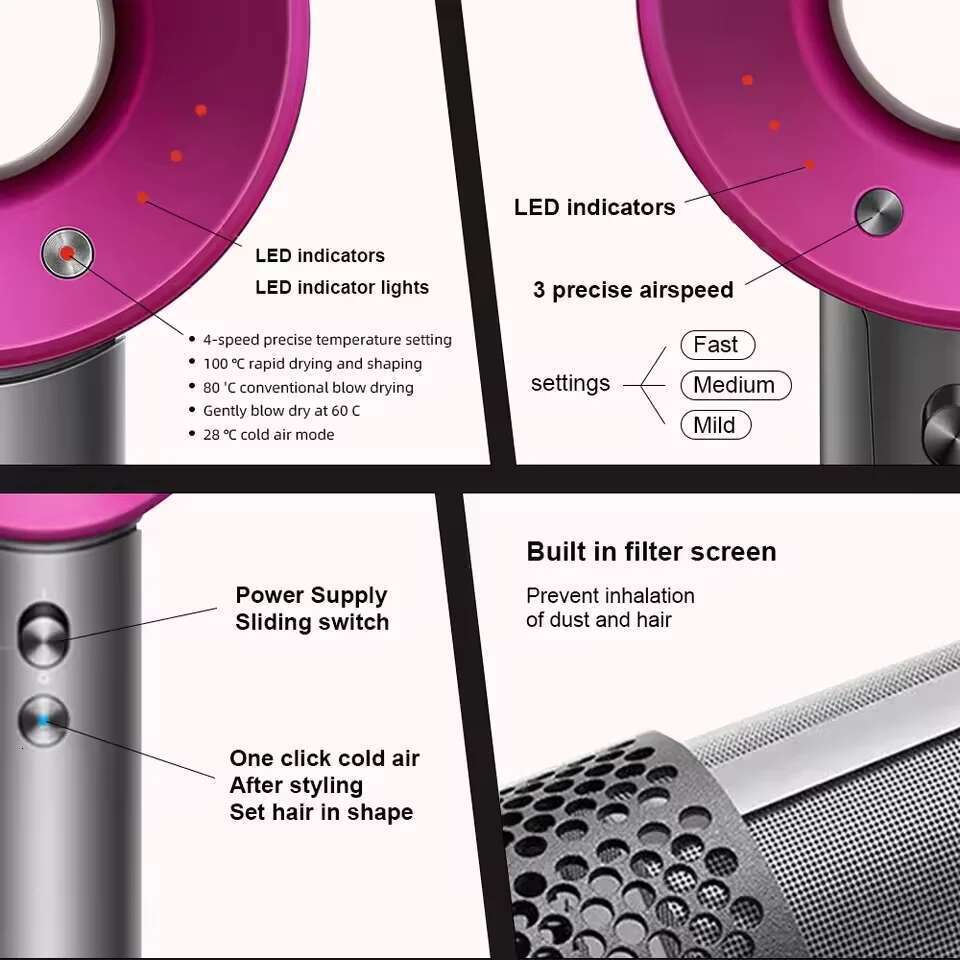 High-speed negative ion hairdryer constant temperature for quick drying of hair, home and travel hair care with high power