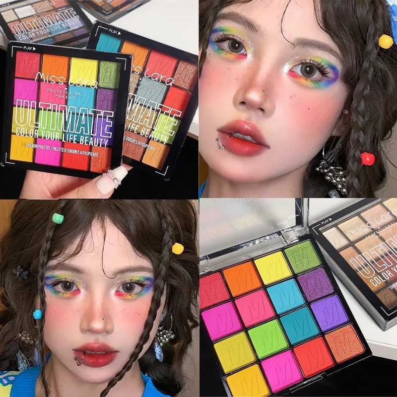 Rich Color Eyeshadow Plate Glitter Pearlescent Eye Shadow 16-color Ultimate Shadow Palette Bright Green Blue Eye Makeup CosmeticXJ250520