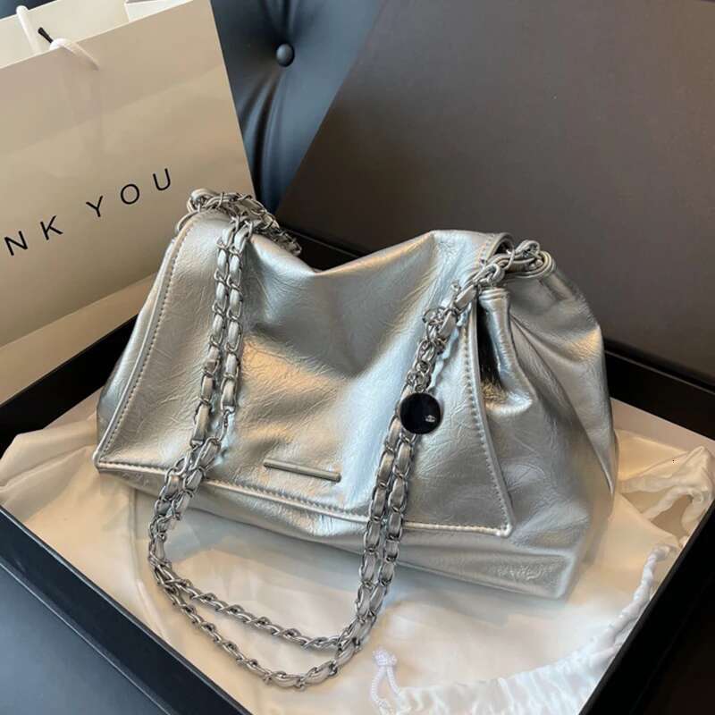 Ladies Handbag Women Fashion Bags Brand Designer Sier Shoulder Large Capacity Female Soft Leather Underarm Bag Totes