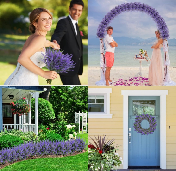 Wedding Purple Lavender High-end Simulation of Planting Hair Pastoral Style Decoration Bunch of Immortal Flowers