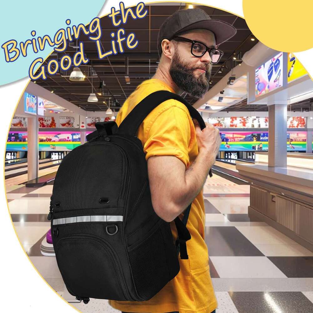 Goloni Backpack,Single Bowling Shoe Compartment Up to Size 16,Bowling Bag with Padded Ball Holder