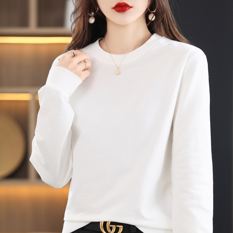 L1603 Unisex Sweatshirt Large Size Loose Combed Cotton Round Neck Pullover Autumn and Winter Sweatshirt Jacket All-match Women