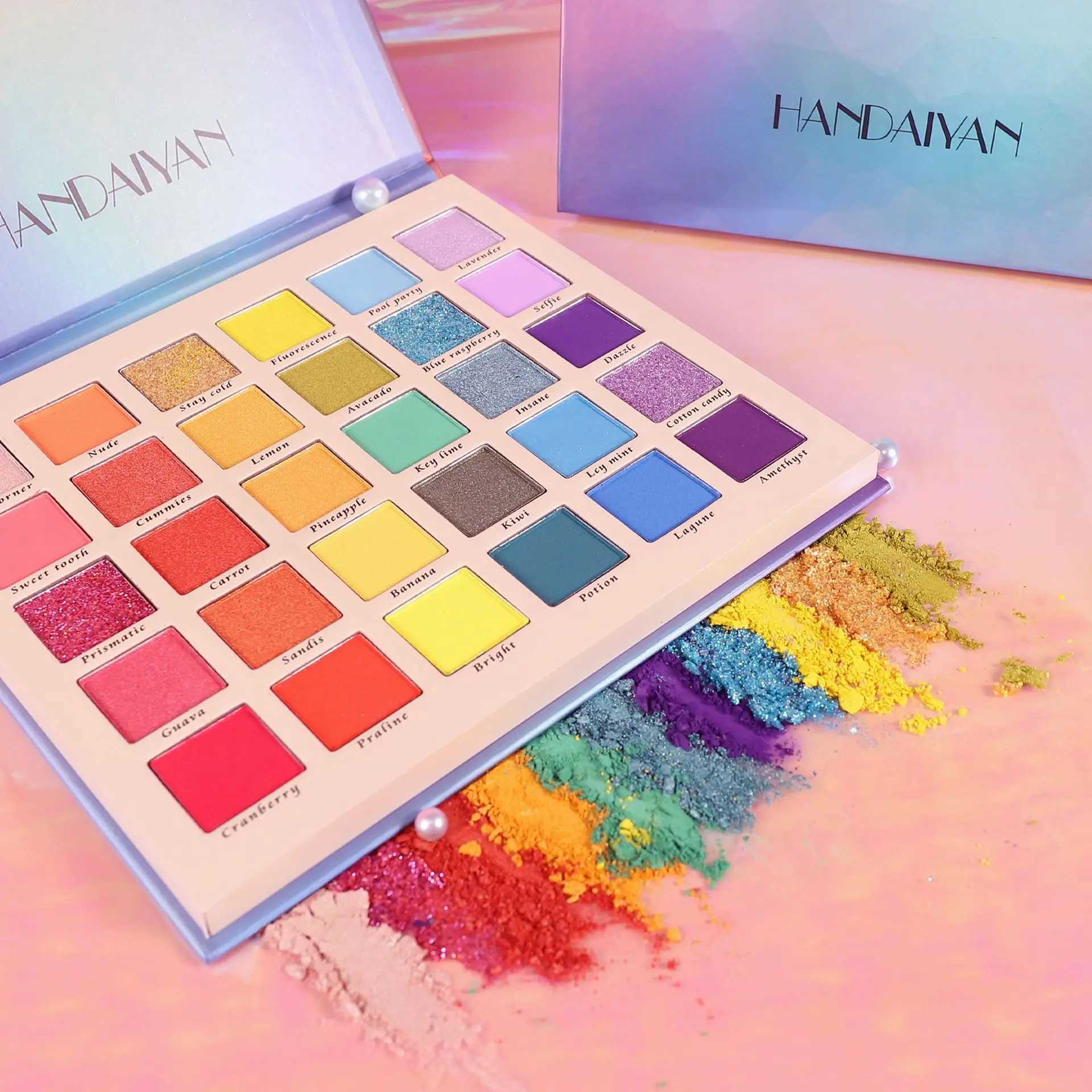 30-color rainbow eyeshadow palette. Matte nudes and pearly glitter for a stunning eye look perfect for stage and party W250520