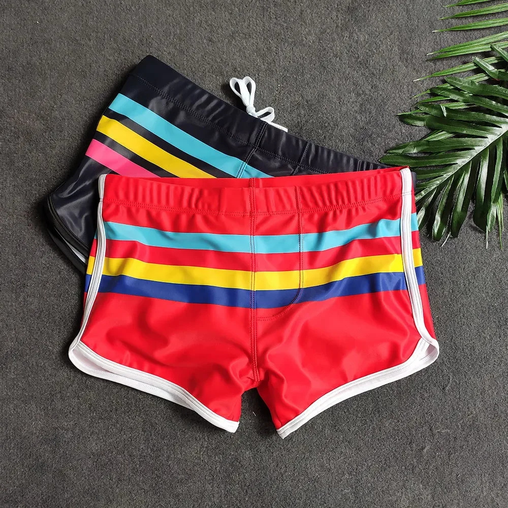 Mens Swimsuit Swim Trunks Strip Swimwear Surf Beach Shorts Quick Dry Brief Boxer Bathing Suits Beachwear Boardshort Underwear 250516Z
