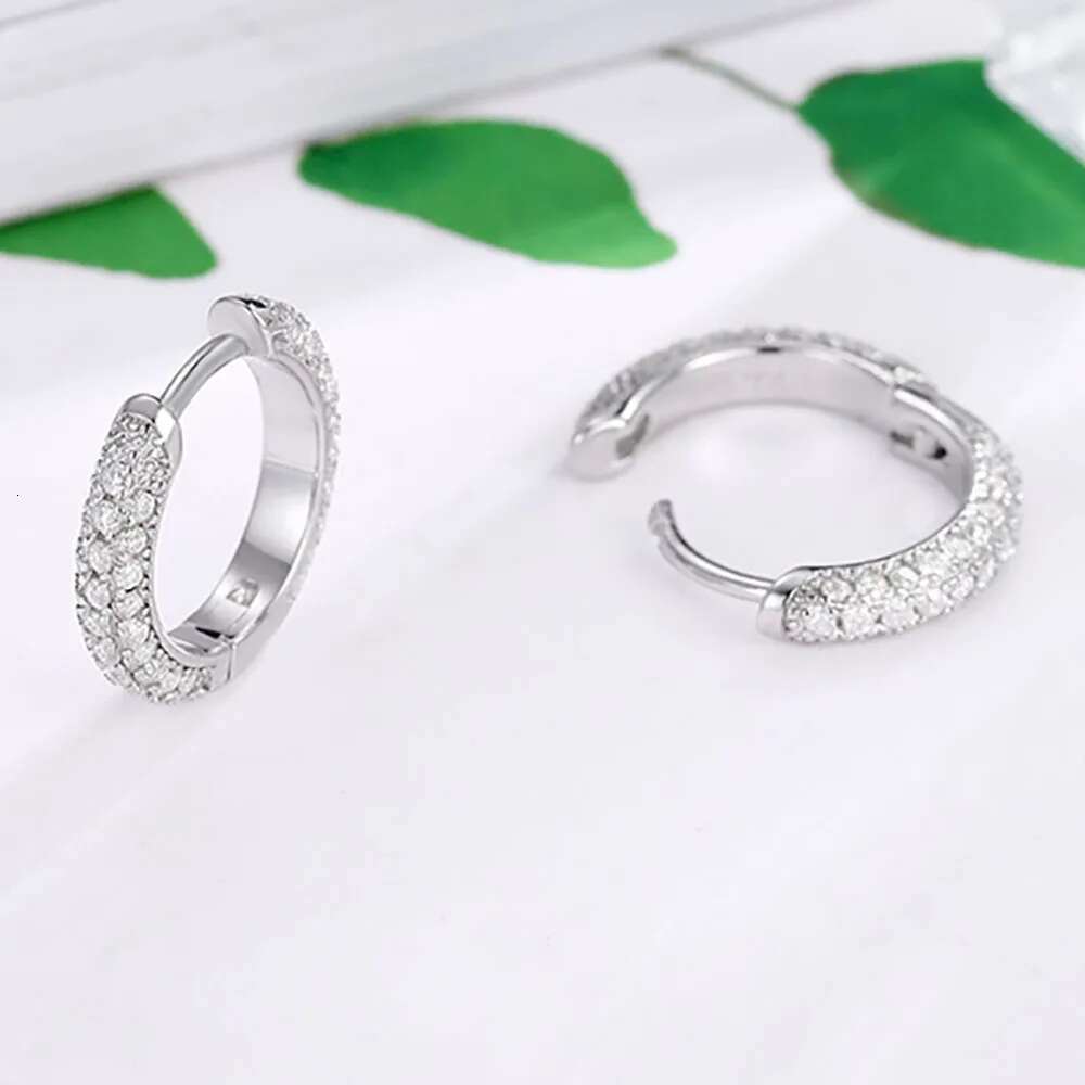 COSFIX D Color 1.0mm Full Moissanite Stud Earring S925 Silver Plate Pt950 Band Simple Versatile Fine Jewelry for Wholesale