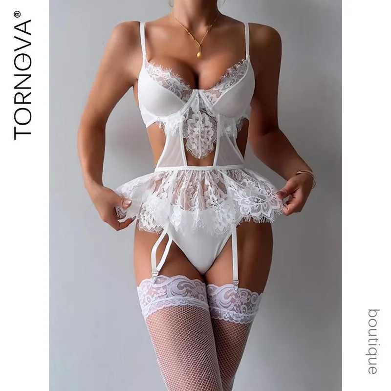 Sexy Lingerie Suit for Women Lace Hollow Out Patchwork Underwear Set Sexy See-through 3-piece Set Sling Underwear Set R250520