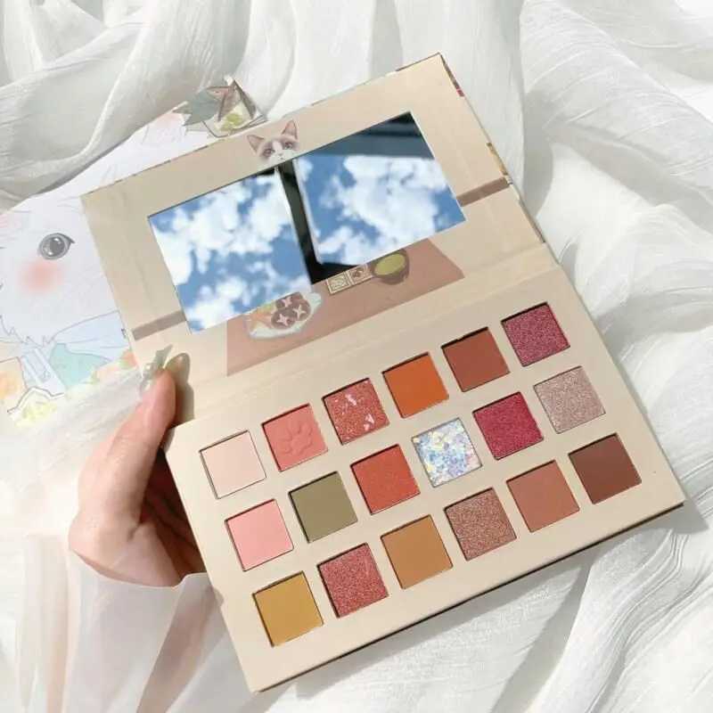 18 Color Cat Eyeshadow Palette ins pearlescent matte affordable eyeshadow palette for students is suitable for newbiesXJ250520