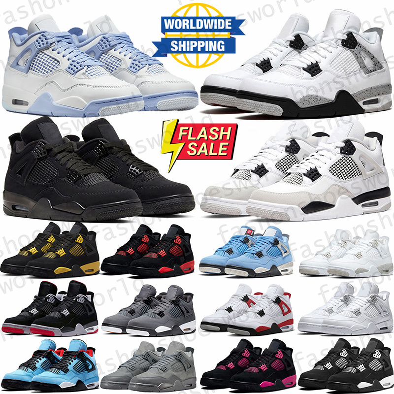 with box 4s trainers basketball shoes designer men women Forget Me Not military black cat white cement university blue outdoor sports trainer sneakers
