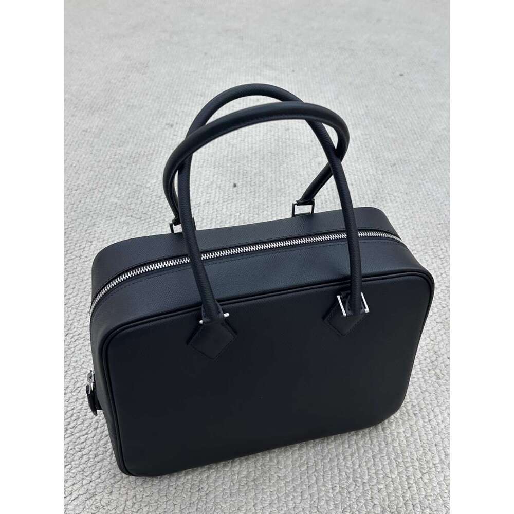 Half handmade Plume Feather Baotou Layer Cowhide Vintage Box Commuter Handheld Leather Women s Bag Steel Hardware
