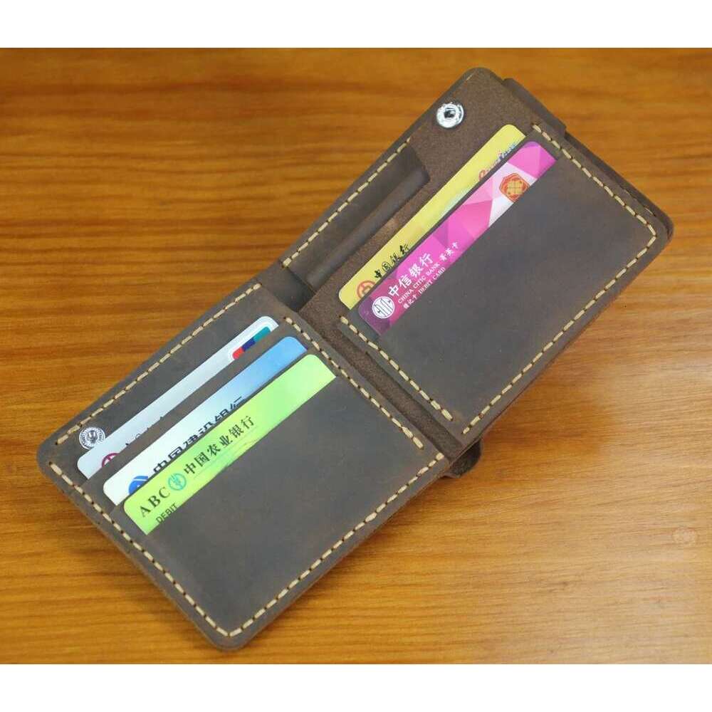 High Quality Handmade Genuine Wallet with Coin Pocket Men Purse Bifold Wallets Short Male Leather Money Clips Bag WF310