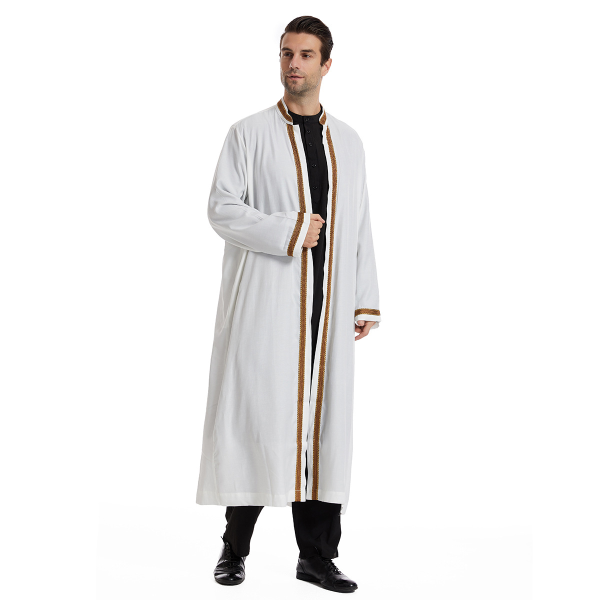 Ethnic Clothing Designer Clothing Men's Long Robe Arab Muslim Men's Clothing Plus Size Fashion Jacket 2025 New Item