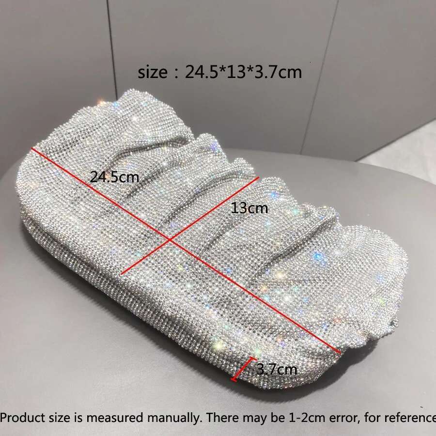 Elegant Shiny Rhinestone Evening Clutch Bags Women New Folds Crystal Clip Purses and Handbags Designer Wedding Party