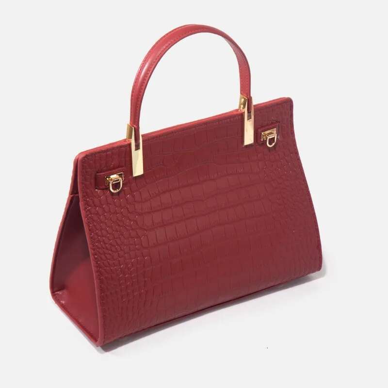 Small Niche Design Shoulder Odino Handbag, Genuine Leather Women's Bag, Red Mother's Bag