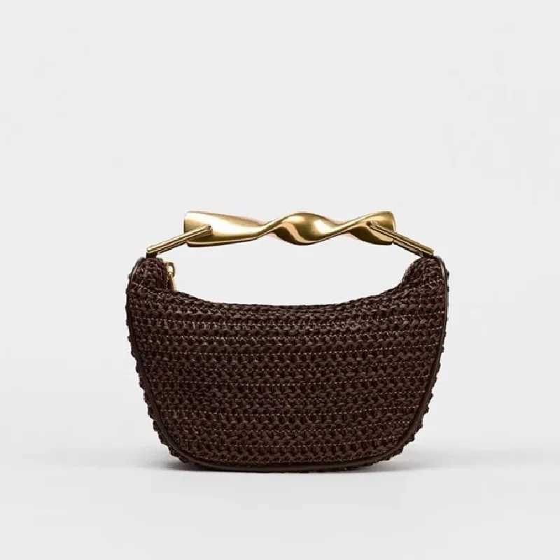 Summer Rattan Half-Moon Beach Straw Shoulder Bags Womens Straw Bucket Bag Purse Woven Straw Handbags Casual Tote Crossbody Bag M250520