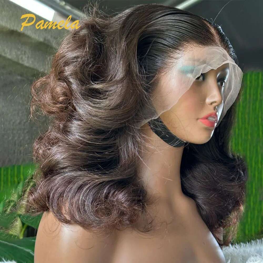 250% Density Blonde Loose Wave Front Ombre 1B/4 Brown Colored 13x4 HD Transparent Lace Frontal Human Hair Wig For Women