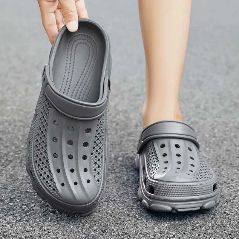 Shevalues Fashion Men Clogs Slippers Casual Hole Beach Sandals Outdoor Men Garden Shoes Summer Soft Sandals Home Bathroom Slides M250519