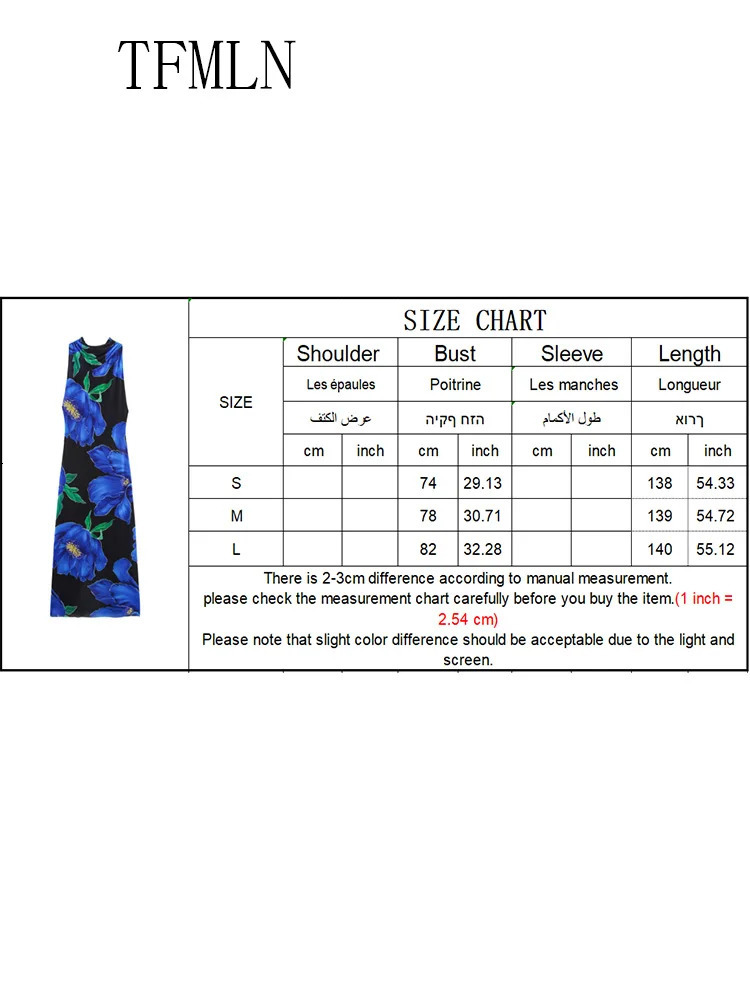 TFMLN Elegant Women Printed Halter Long Dress Summer Sleeveless Slim Backless Tulle Thin Party Fashion Causal 250520
