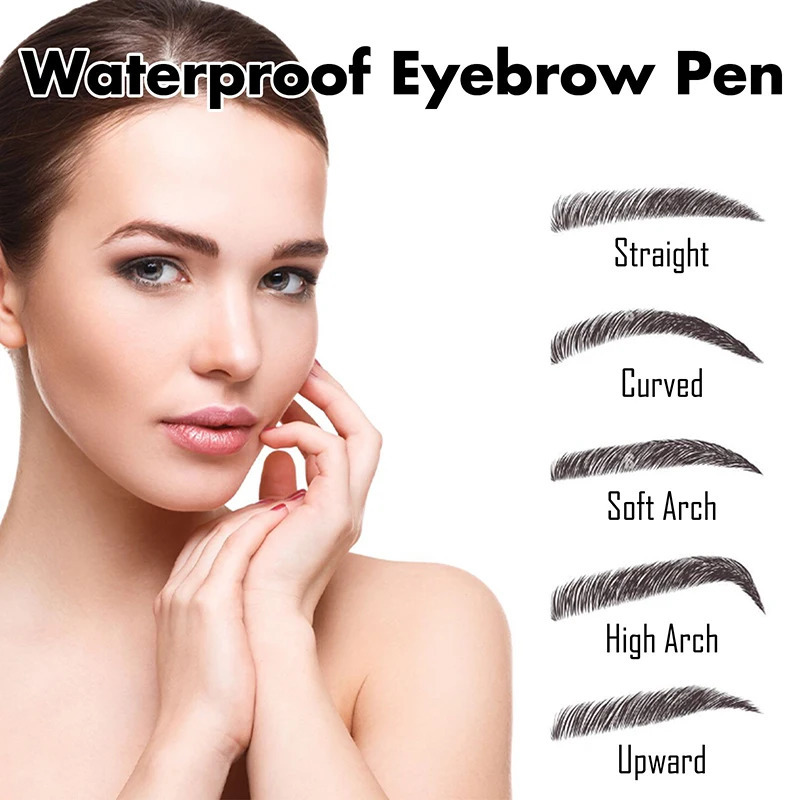 Micro Blade Eyebrow Pencil Upgrade Ladies Eyebrow Pencil With 4 Fork Tips And Spool Brush Natural Shape Long-lasting Eyebrows 250515