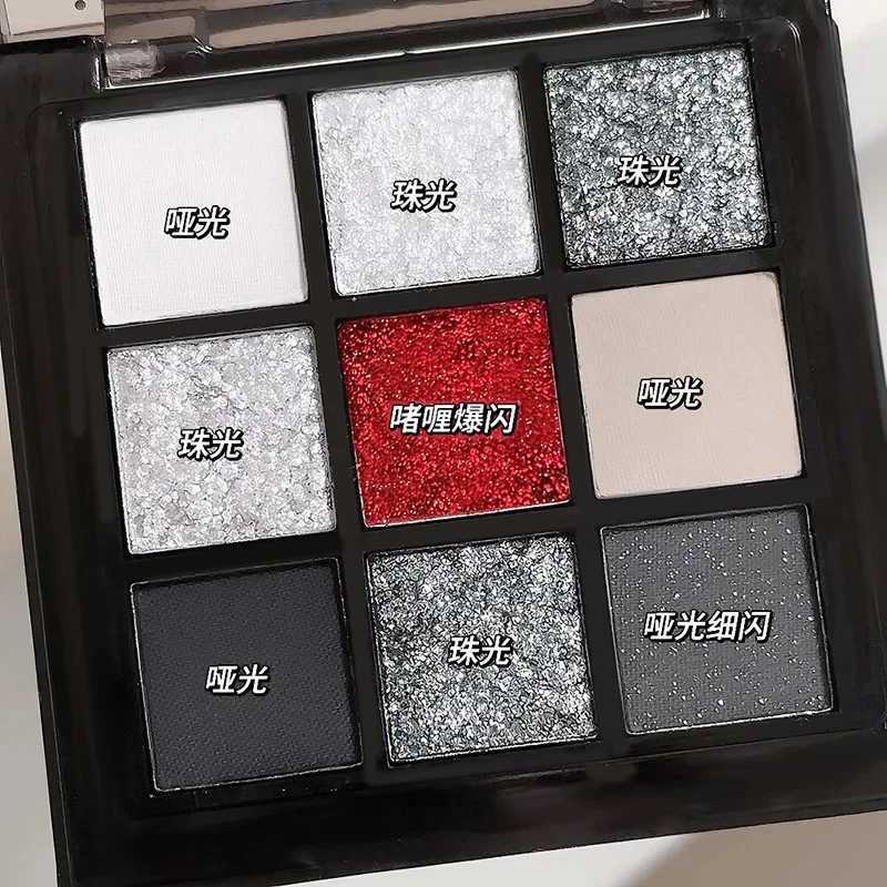 Black Red Punk Smoked 9 Colors Eyeshadow Pearl Cold Dark Color Makeup Eyeshadow Palette Lasting Waterproof Glitter Eye ShadowXJ250520