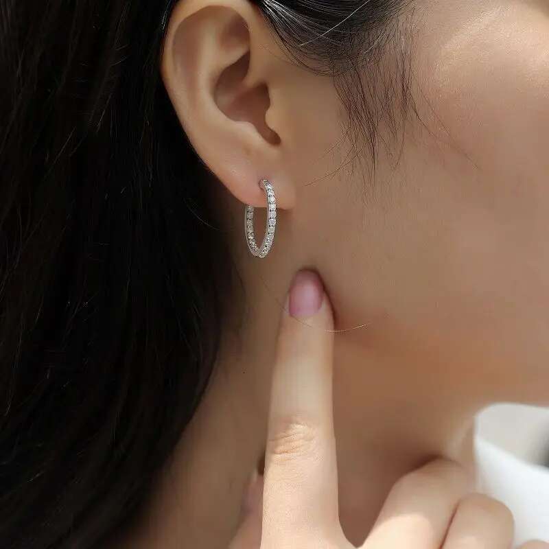 Moissanite Hoop Earring for Women D Color Women Moissanite Hoop Earrings Luxury Long Womens Moissanite Hoop Earrings