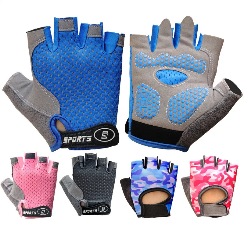 Childrens Gloves Half Finger Outdoor Sports Kids Cycling Boys Girls Protection Antislip Breathable Thin Spring Summer 250515