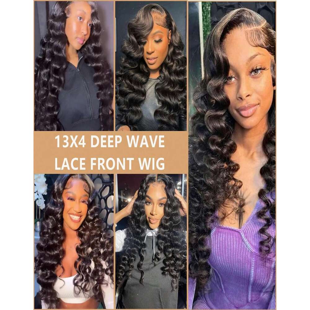 13x6 HD Deep Frontal Brazilian Curly 13x4 Human Hair Lace Front Wig Preplucked Loose Wave Wigs Women