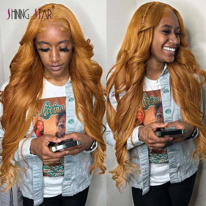 Ginger Blonde Human Hair Wigs For Women 13X4 Body Wave Hd Front Pre Plucked Brazilian Curly Lace Frontal Wig