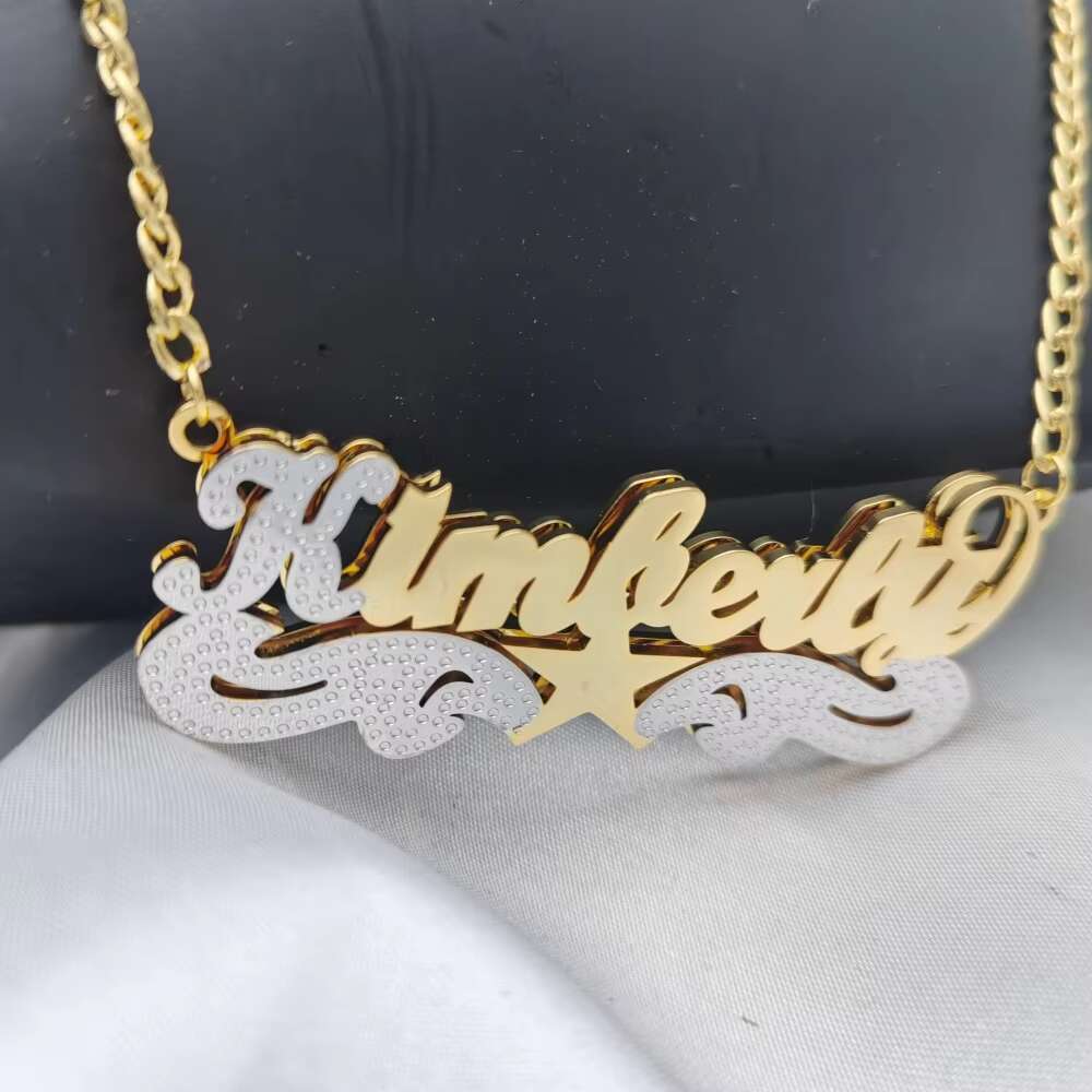 Autumn Cold Double Color Star Name Necklace Hiphop Pendant Jewelry Gift