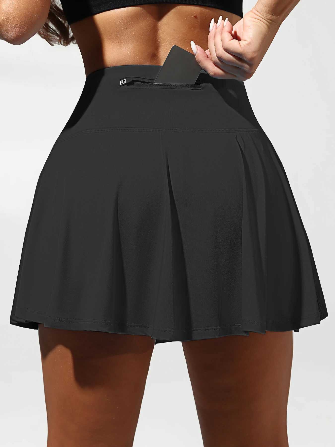 CHRLEISURE Pleated Sports Shorts Skirt Woman High Waist Skinny Pockets Golf Skirt Compression Casual Running Classic ShortsXJ250520