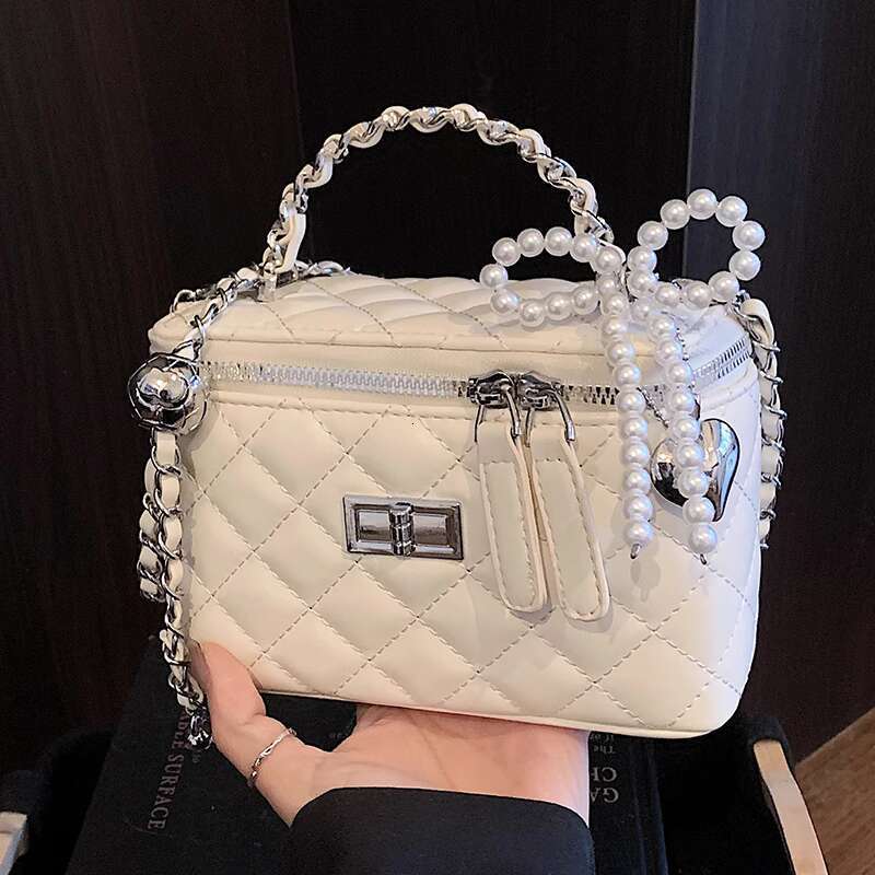 Xiaoxiangfeng Lingge women's 2025 new niche western-style chain box high beauty small square bag
