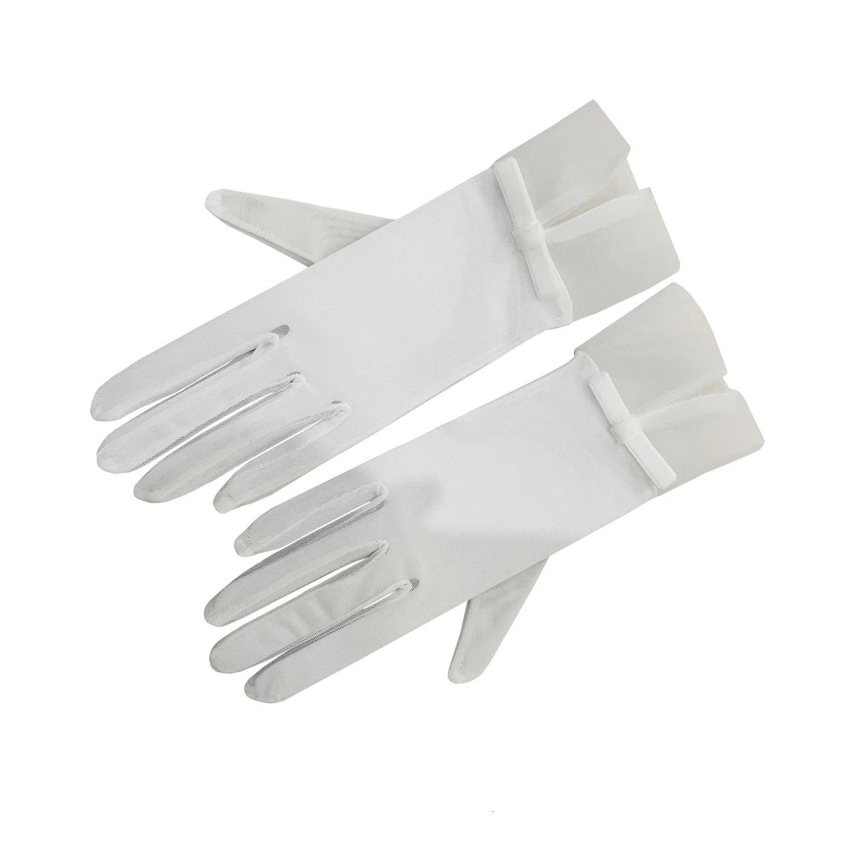 WG057 Exquisite Wedding White Bridal Gloves Elastic Mesh Bow Brides Fingertip Wrist Gloves Women Pageant Prom Handschuh 250520