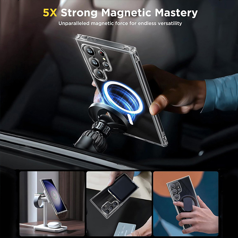 For Magsafe Clear Magnetic Phone Case For Samsung Galaxy S24 23 22 Ultra Plus Transparent Shockproof Wireless Charge Back Cover