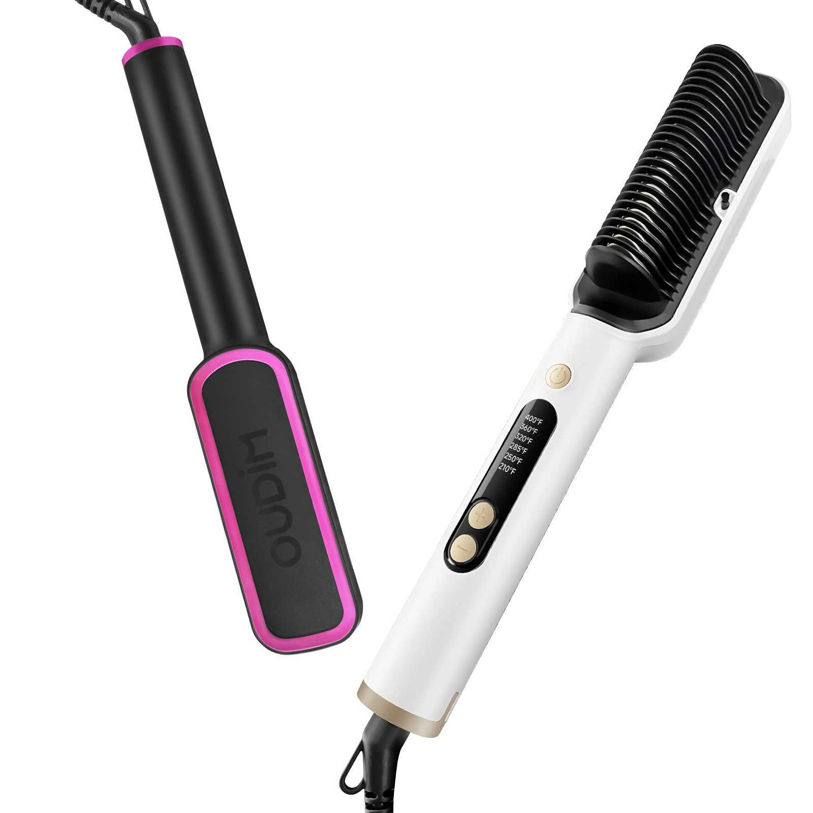 OUDIM Hair Straightener Brush with Six Temperature Settings Ionic Hair Straightening Brush Flat Iron For Women Anti-Scald Stra z250520